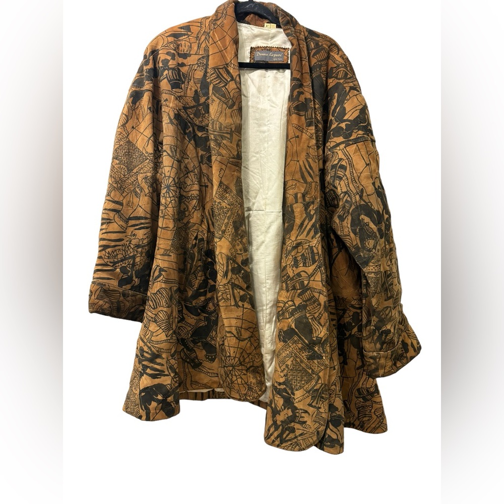 Donna Lepure Vintage‎ Leather Coat Women’s XL X-Large Brown And Black VTG Jacket